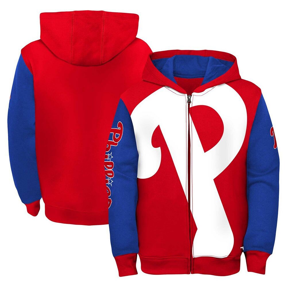 

Фирменная красная/королевская куртка с капюшоном Youth Fanatics Philadelphia Phillies с почтовой открыткой и молнией во всю длину, цвет Phl Red