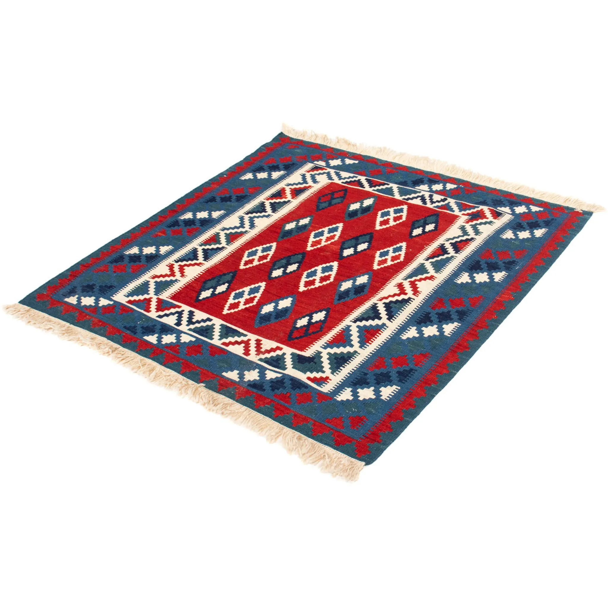 

Шерстяной ковер Morgenland «Kilim - Oriental Square - 104 x 100 см - темно-синий», квадратный, высота 6 мм, гостиная, цельный