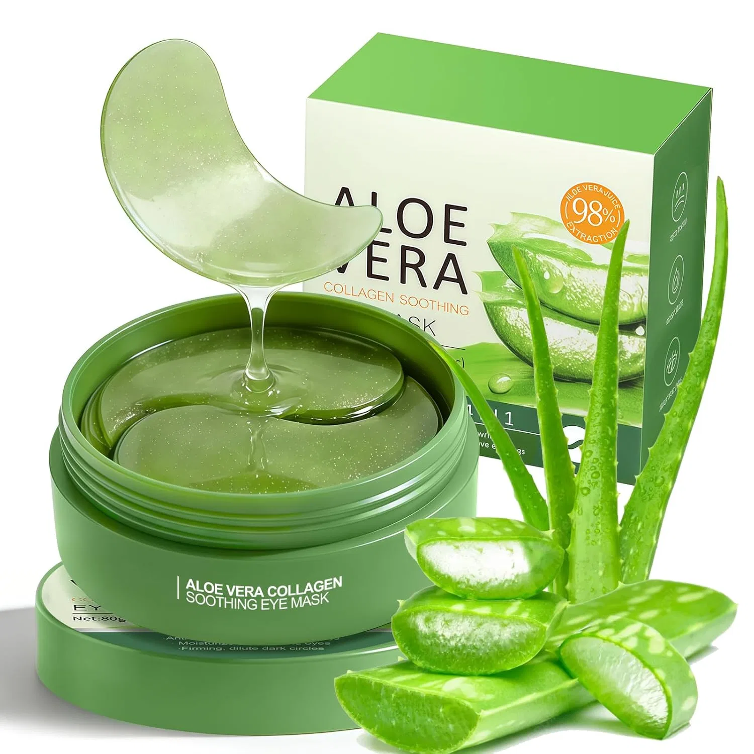 Увлажняющие гидрогелевые патчи для глаз с алоэ вера, 60 шт. Chenzvora, Aloe Vera