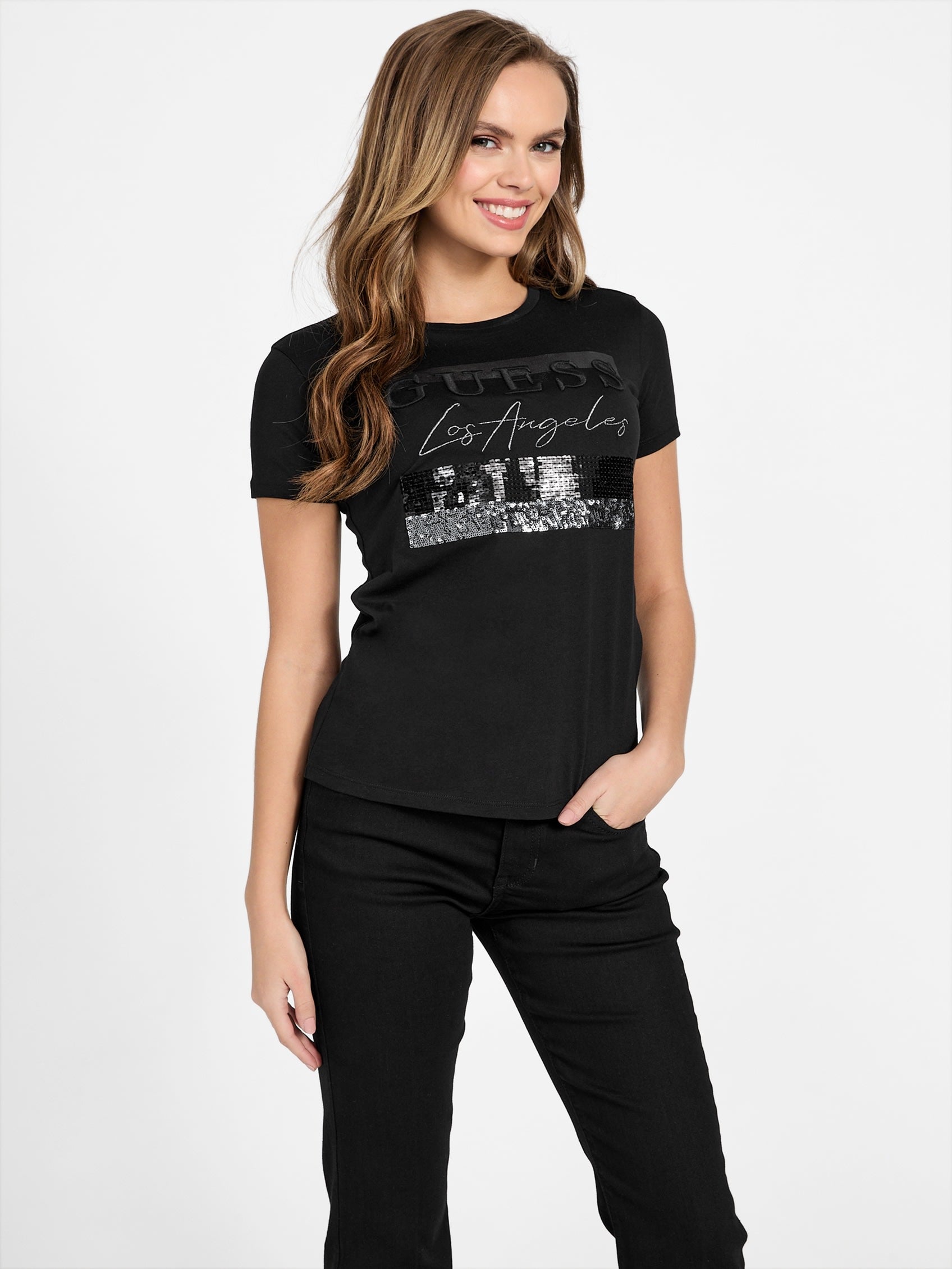 

Футболка с логотипом Лерни Guess Factory, черный