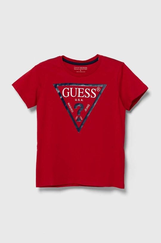 

Детская хлопковая футболка Guess, красный