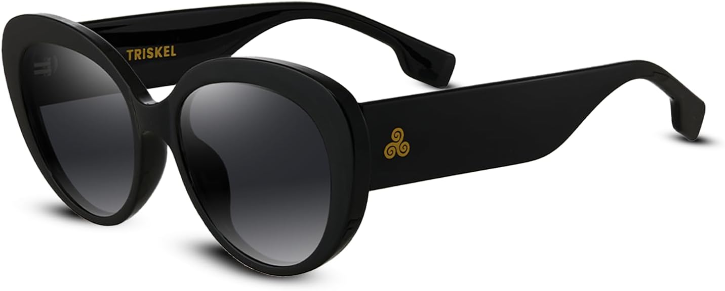 

Поляризованные солнцезащитные очки Rome для мужчин и женщин – прочная ацетатная оправа, линзы TAC с защитой от УФ-излучения UV400, широкая посадка TRISKEL EYEWEAR, Black With Dark Grey Lenses