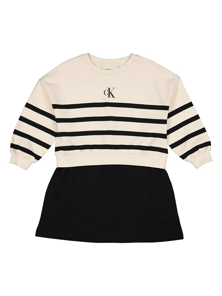 Платье хлопковое Calvin Klein, бежевый/черный