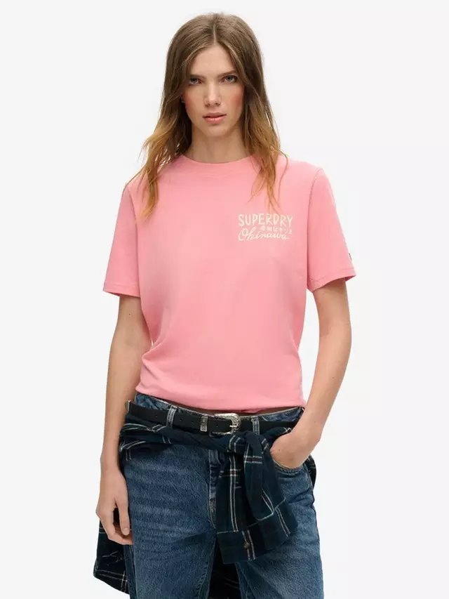 

Футболка Superdry Tokyo Rhinestone Relaxed, цвет peach/blossom