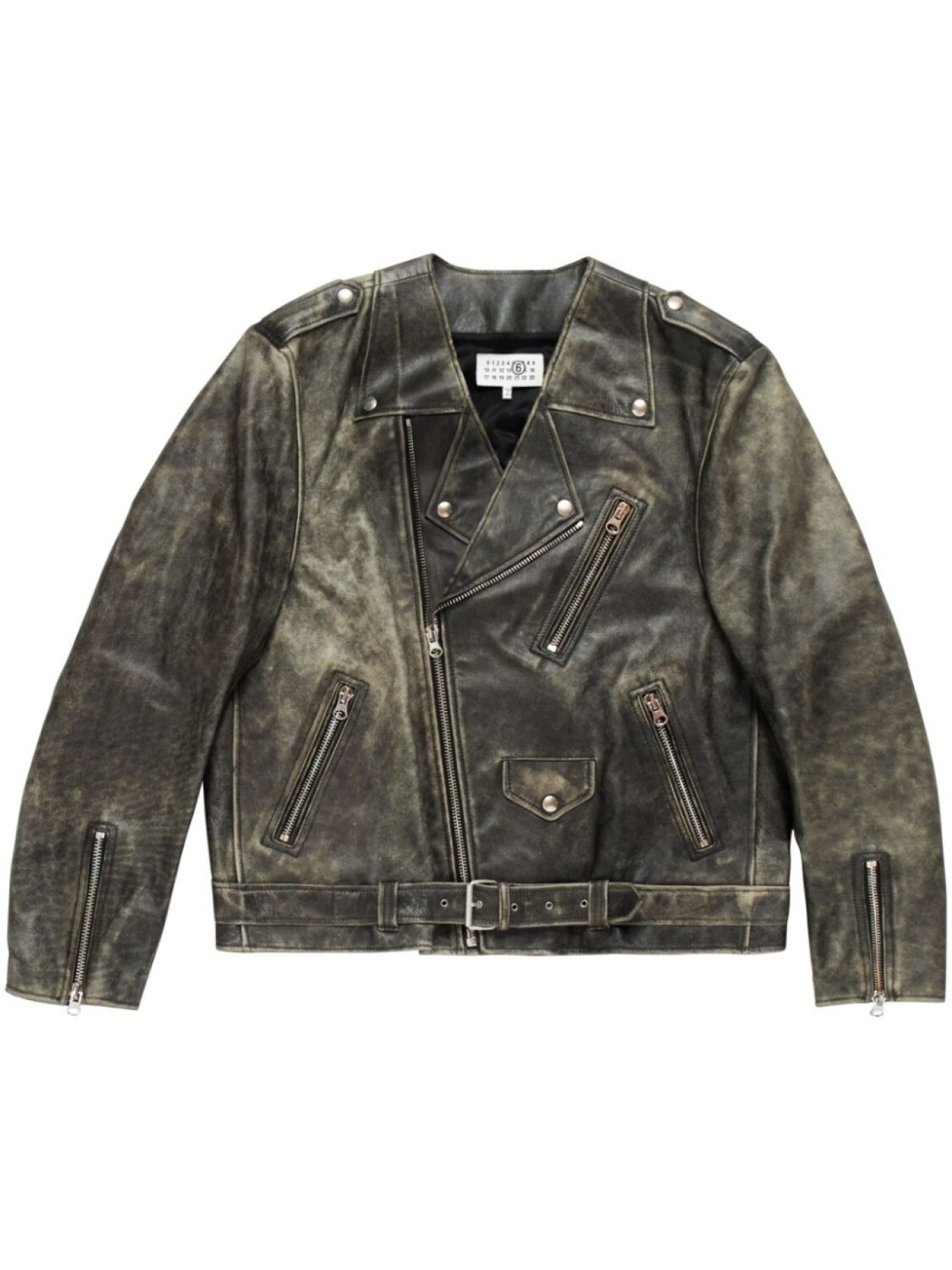 

MM6 Maison Margiela кожаная байкерская куртка "Brown", зеленый