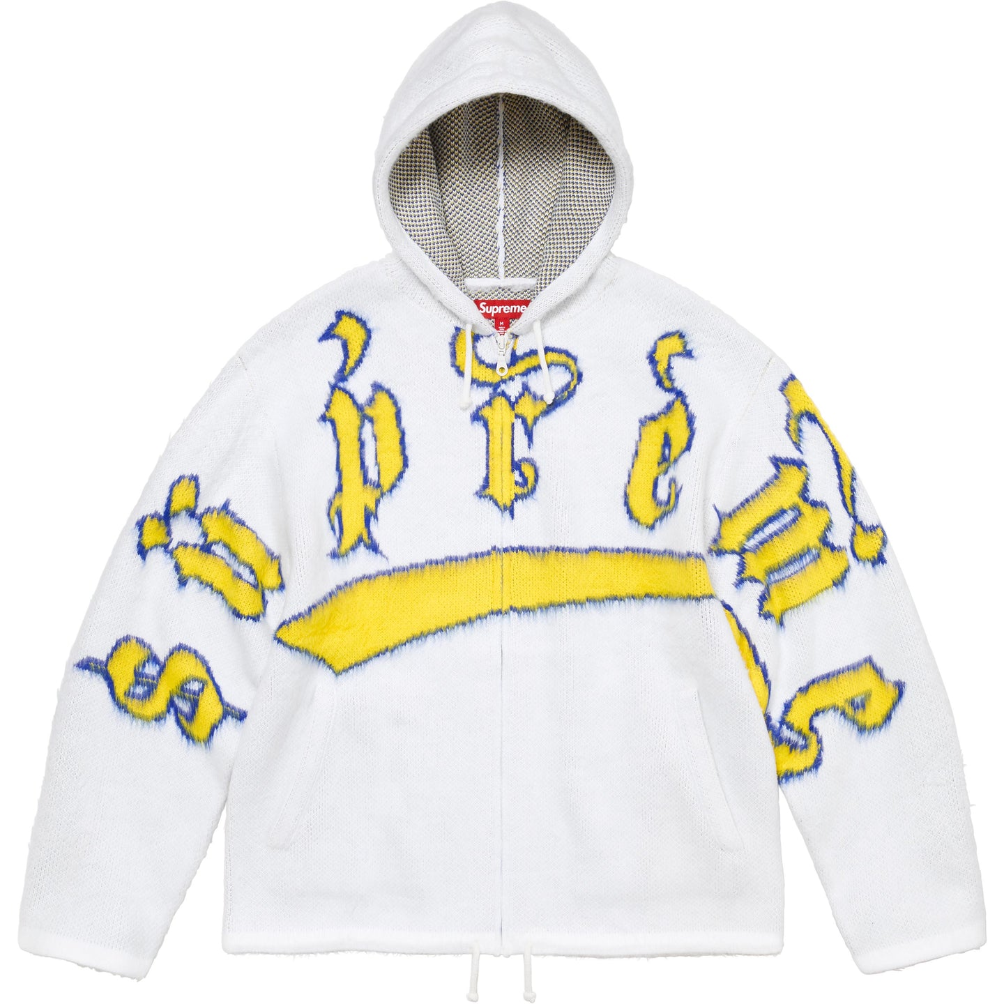 

Акцентная замшевая толстовка с капюшоном на молнии Supreme, белый/белый