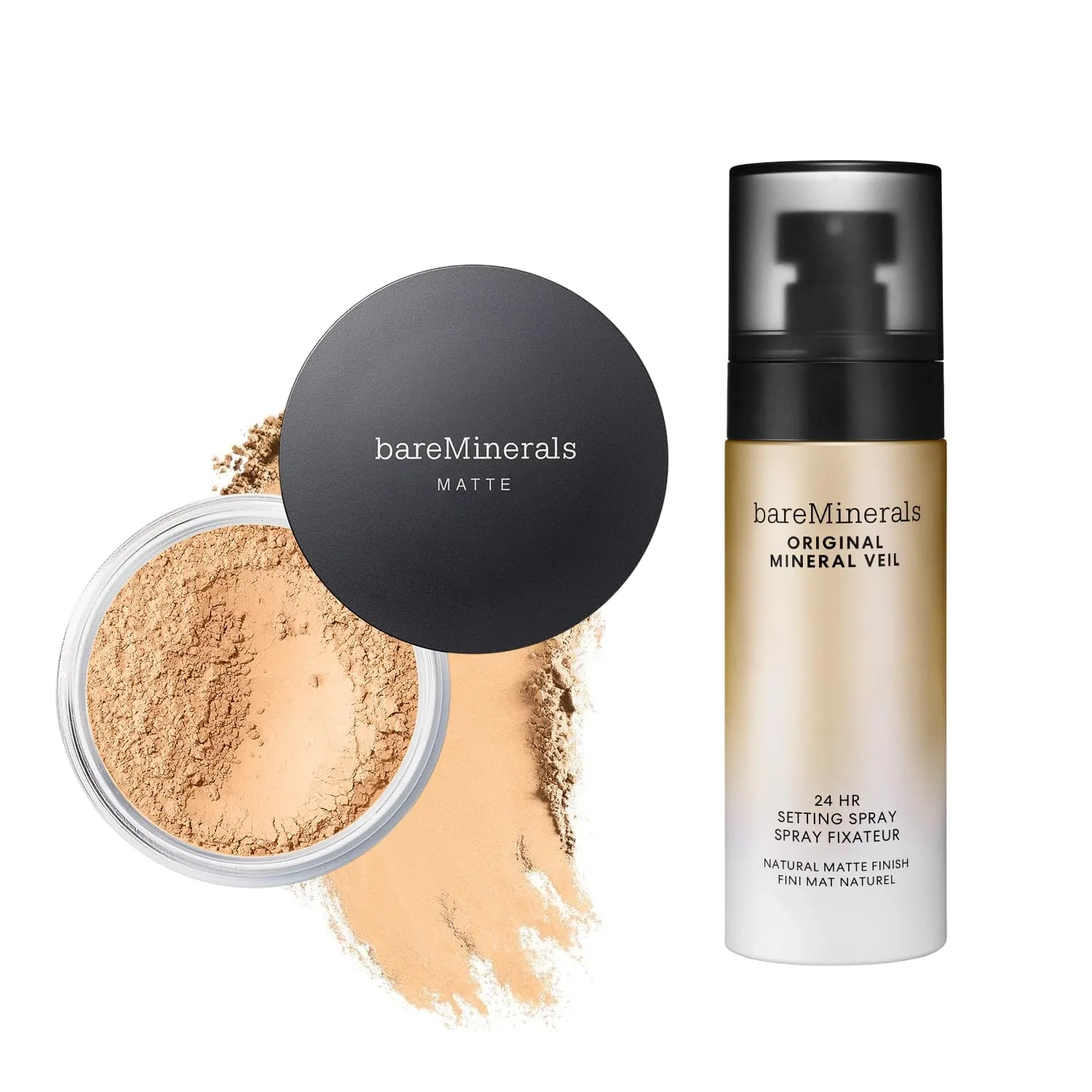 bareMinerals Original Matte Loose Powder Foundation SPF 15, минеральная пудра для лица, покрытие от легкого до полного, матирует, без талька, некомедогенно + Mineral Veil Natural Matte Setting Spray