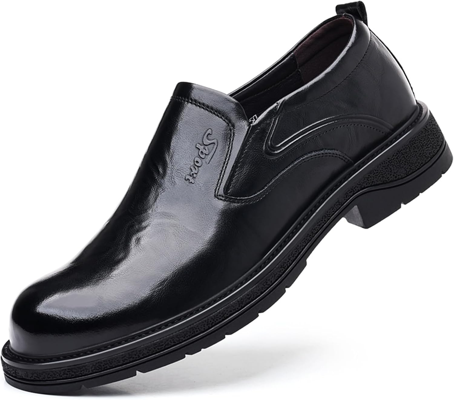 

Мужские туфли-слипоны из натуральной кожи с толстой подошвой, повседневные деловые формальные пенни-лоферы Lossarye, черный