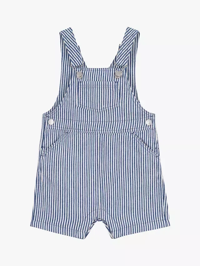 Детский полосатый комбинезончик из ткани дунагри, синий Petit Bateau