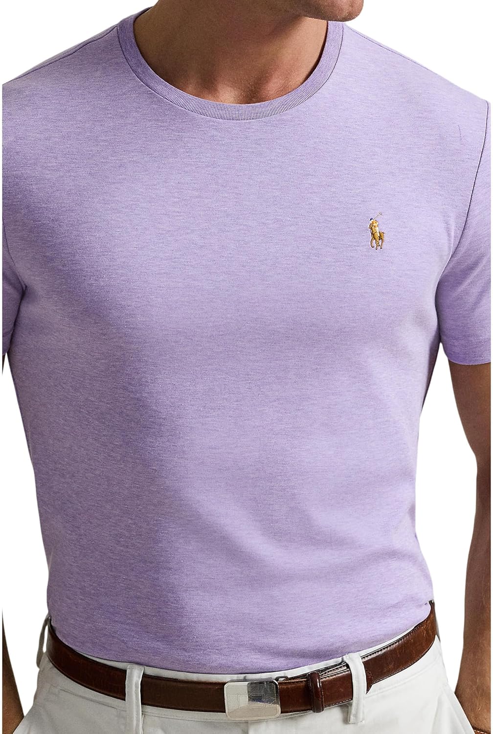 Мужская футболка POLO RALPH LAUREN, облегающая, из мягкого хлопка, Amethyst Heather — фото 3