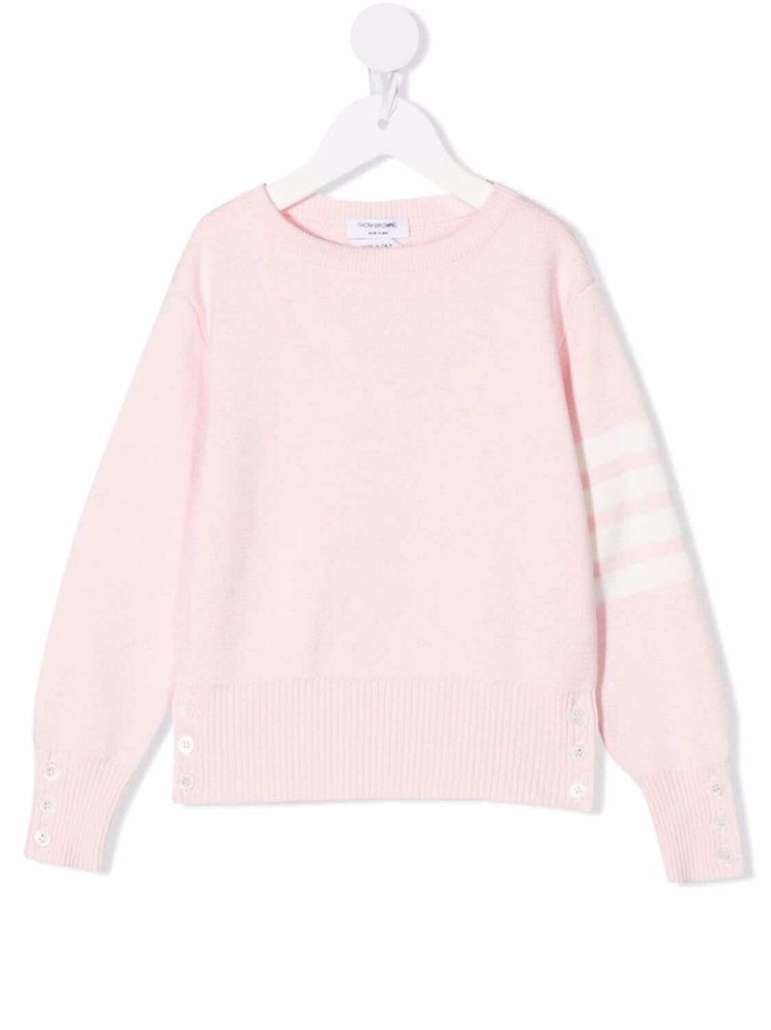 

Свитер с круглым вырезом и полосками Thom Browne Kids, розовый