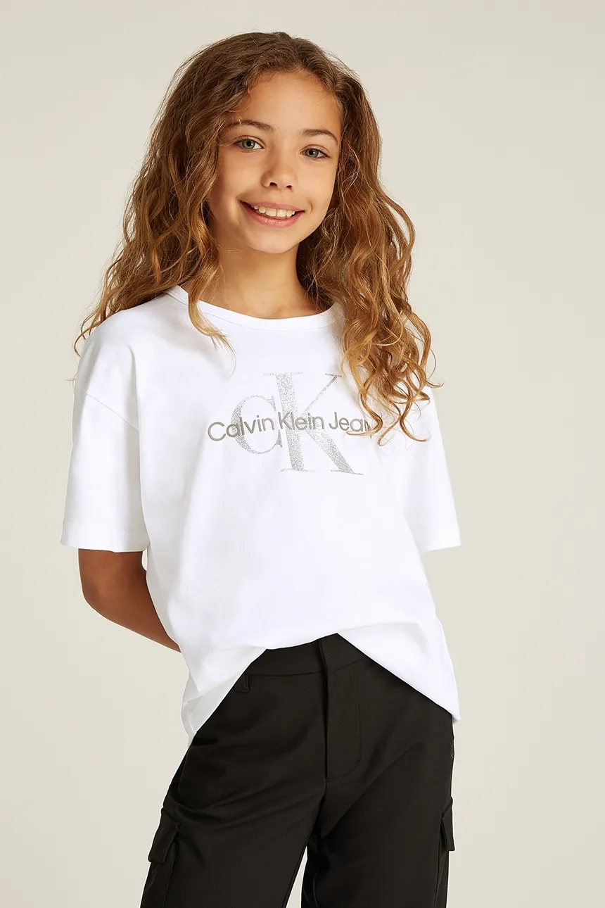 

Хлопковая футболка для детей Calvin Klein Jeans, белый