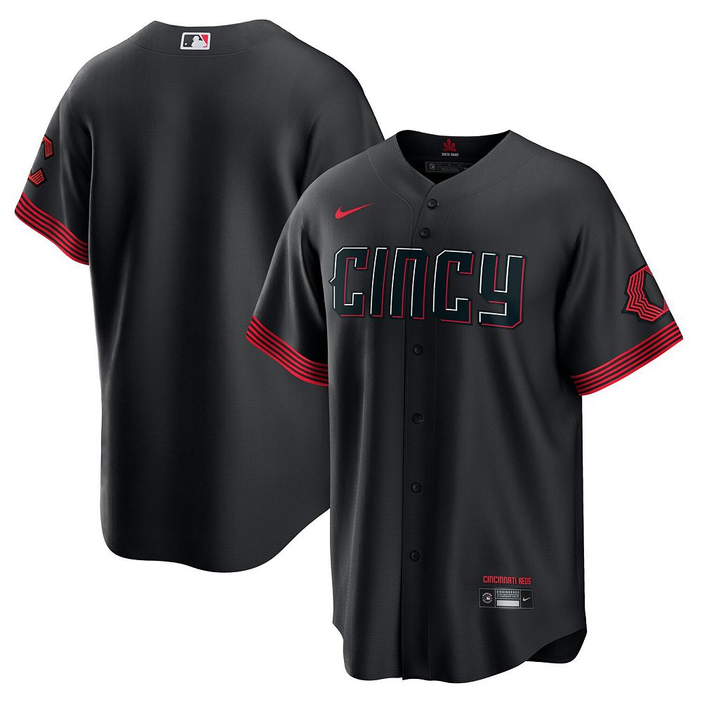 

Мужское джерси Nike Black Cincinnati Reds 2023 City Connect Replica, цвет Red Black