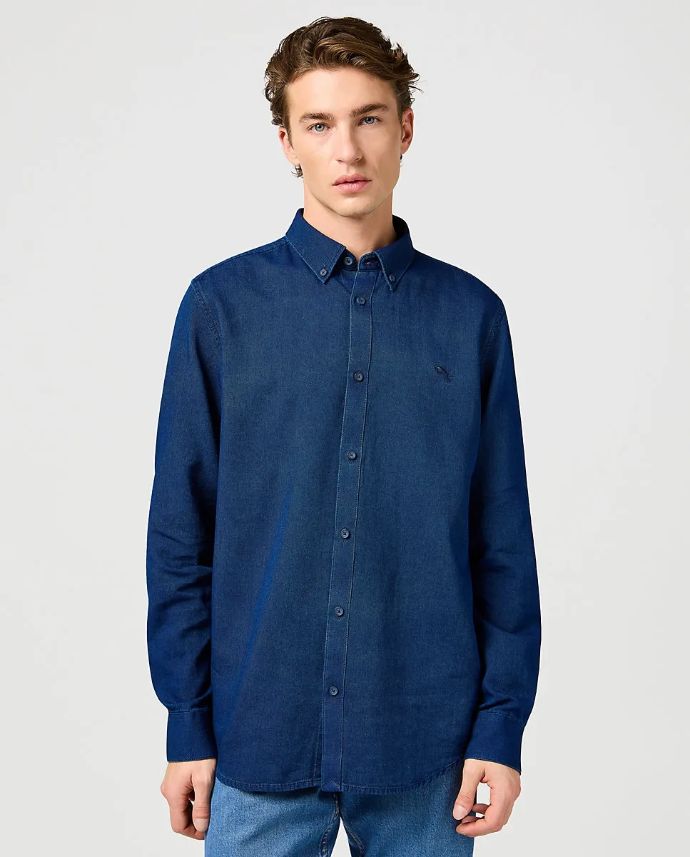 

Мужская рубашка в стиле Оксфорд с длинным рукавом Wrangler, индиго
