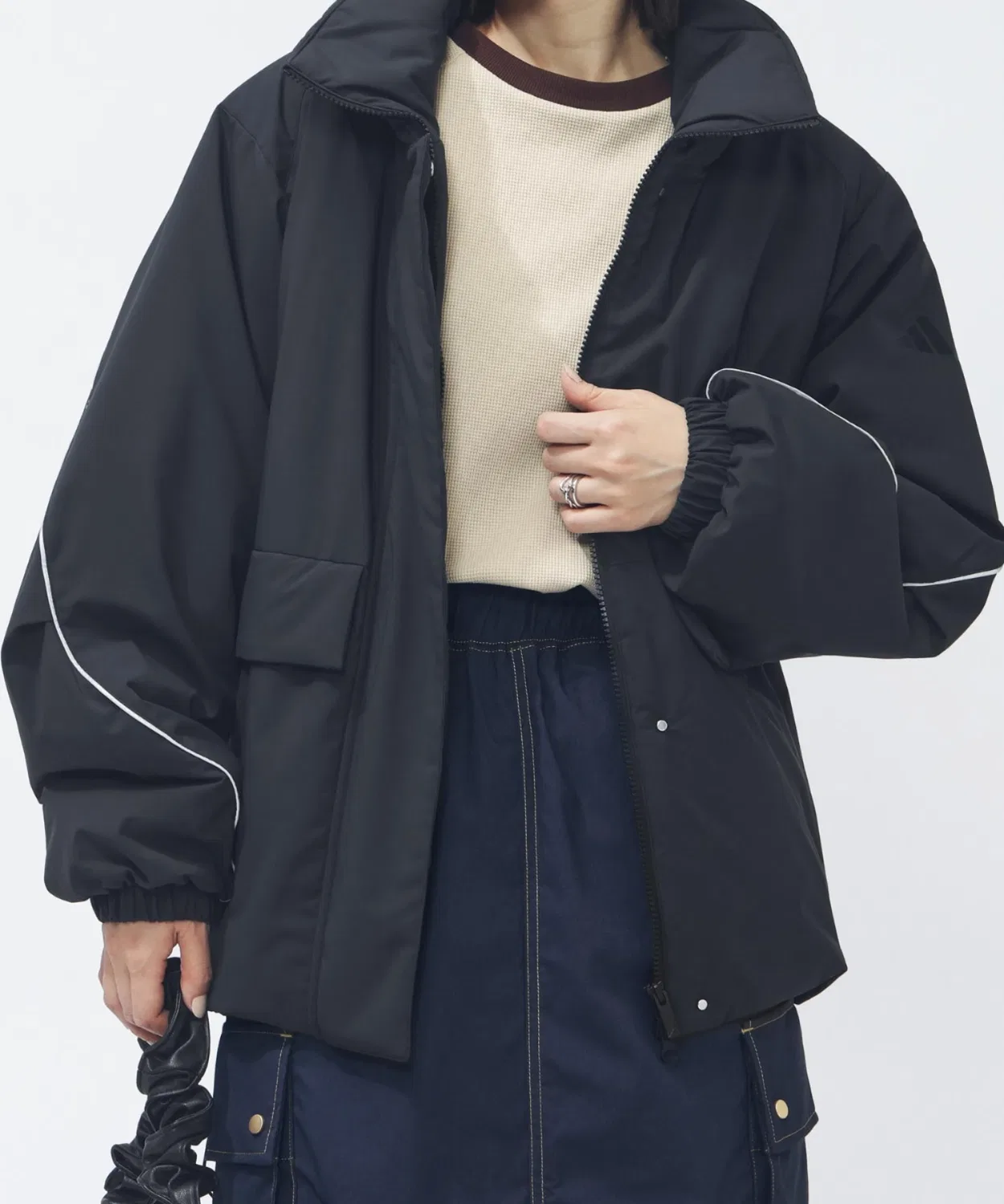 Куртка STSV Pad Mid JK, Adidas, без капюшона, свободный крой, чёрный — фото 2