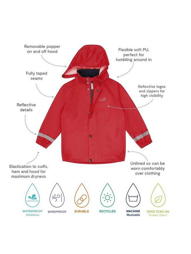 Детская водонепроницаемая куртка для дождливых дней Muddy Puddles, Red — фото 4