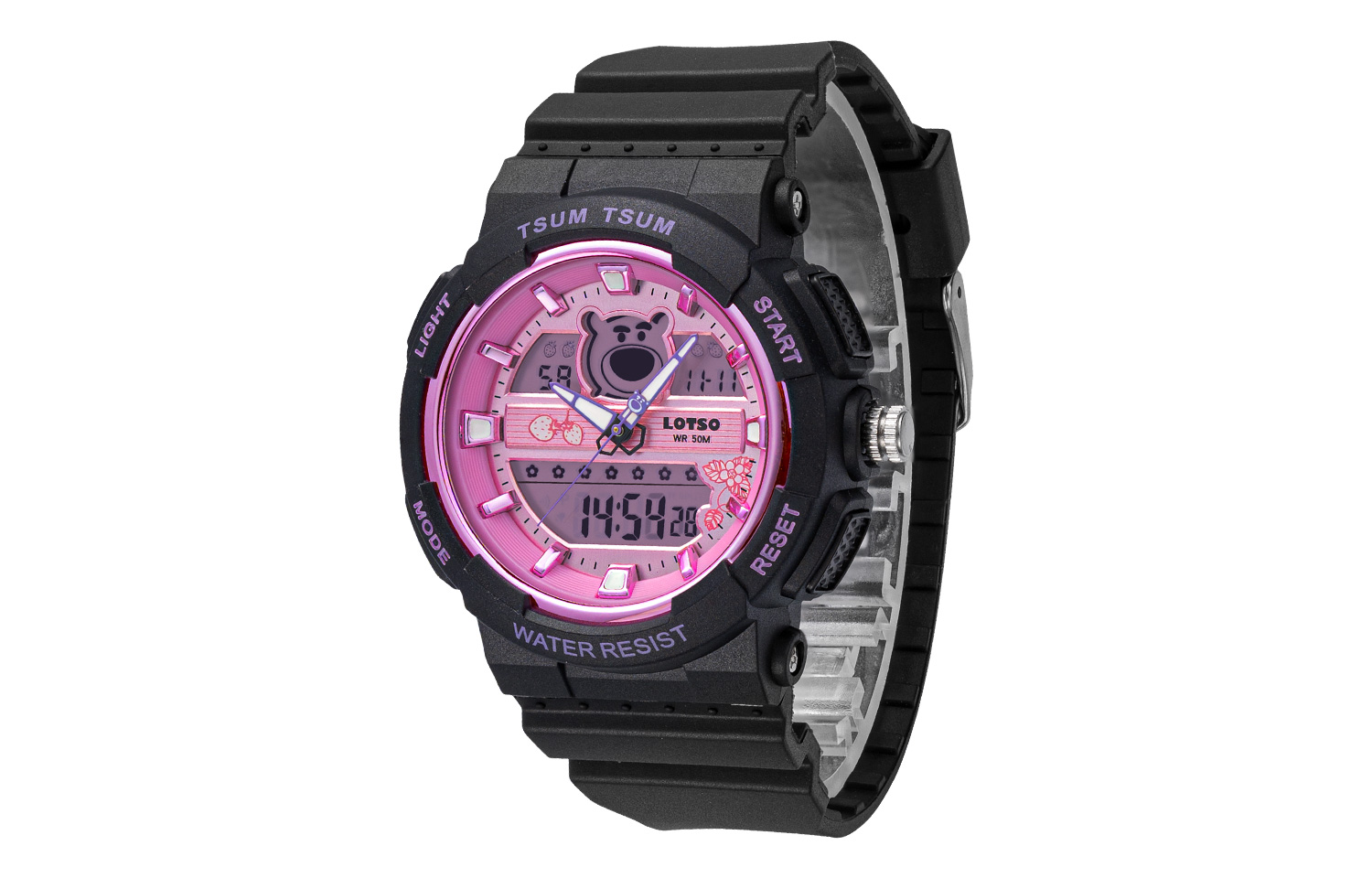 

Disney Часы Lotso Electronic Movement TPU Strap Watch Unisex Pink Watch Dial