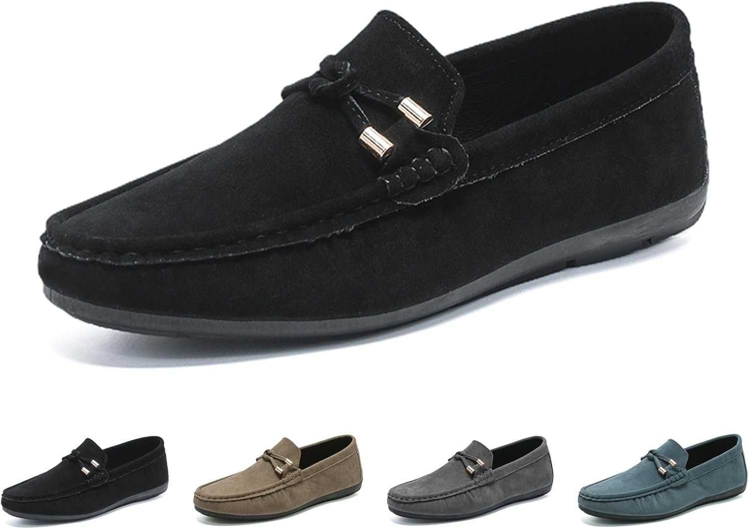 

Мужские замшевые мокасины GLBDU, лоферы с монетницей, повседневные, с круглым носком, без шнурков, на плоской подошве, обувь, легкие и удобные, подходящие для делового и повседневного стиля, черный