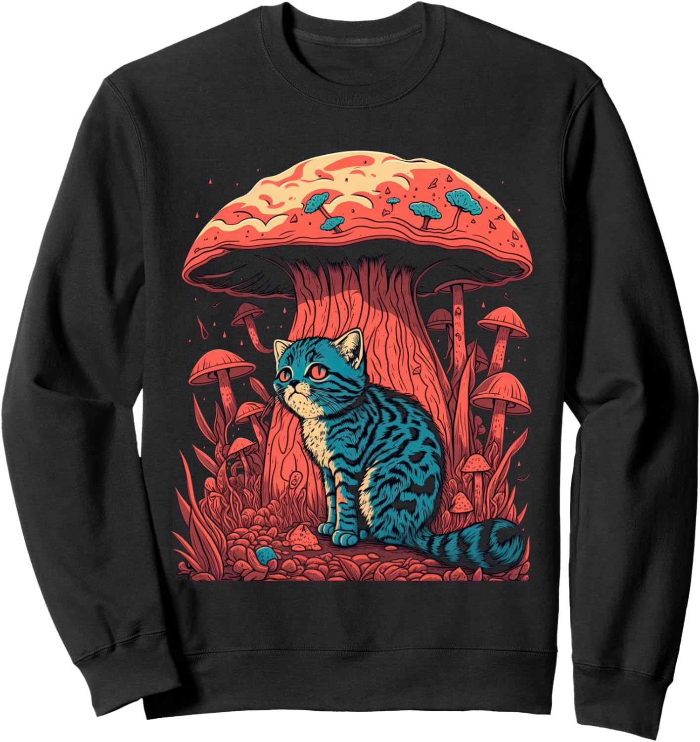 

Толстовка с изображением кошки в стиле Cottage Coa, прячущейся под грибом Cottagecore Goblincore And Fairycore Stuff, черный