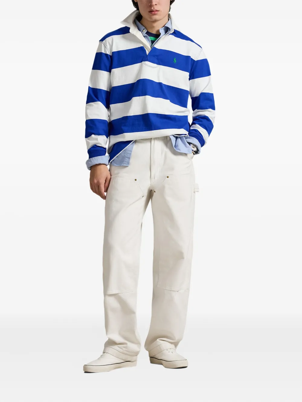 Полосатая рубашка-регби с длинными рукавами Polo Ralph Lauren, синий — фото 2