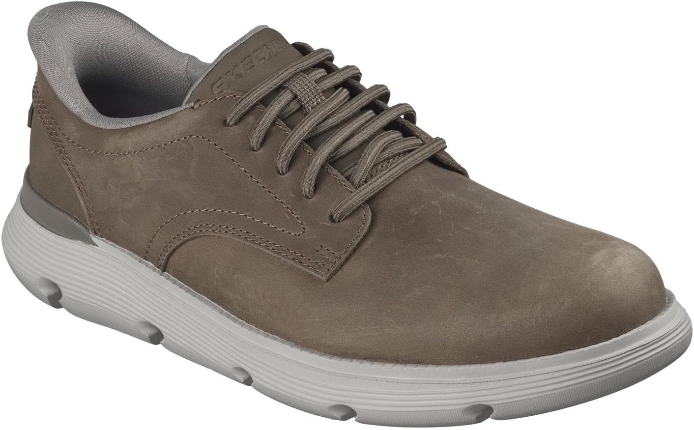 

Мужские лоферы Skechers Garza без шнурков, Dark Taupe Leather Synthetic