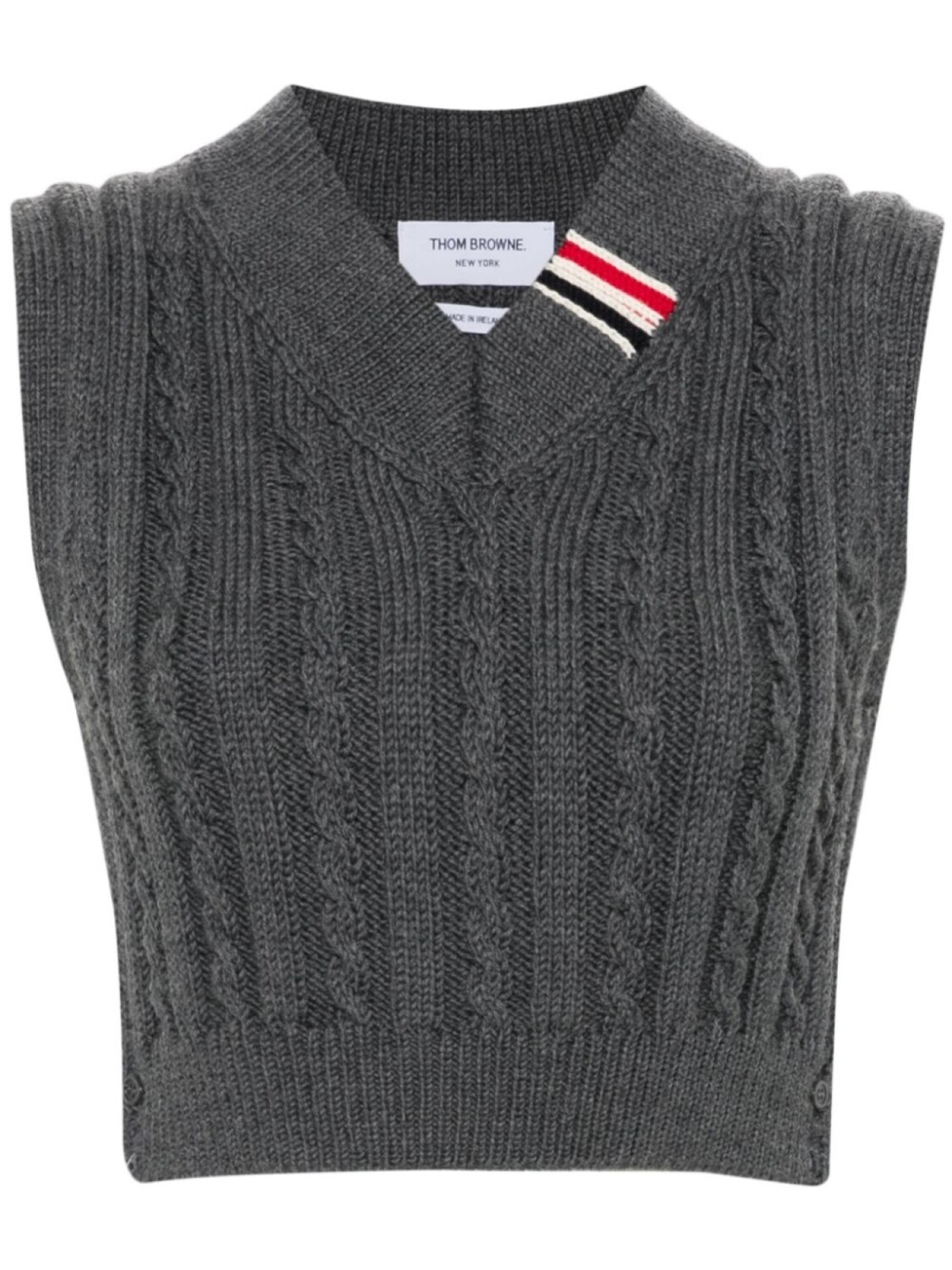 

Жилет фактурной вязки с полосками RWB Thom Browne, серый