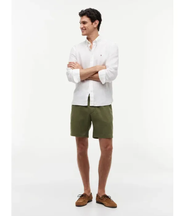 Льняные шорты DOVER regular fit Tommy Hilfiger, зеленый — фото 2