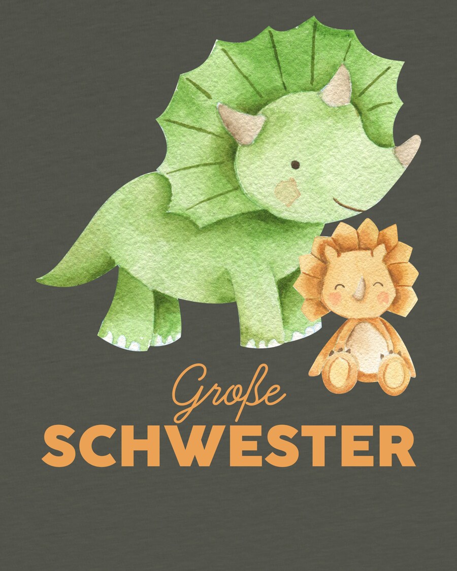 Рубашка watabout.kids Dinosaurier 07 Große Schwester, хаки/светло-зеленый — фото 4