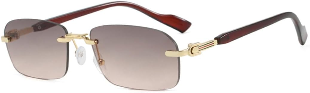 

Безободковые металлические солнцезащитные очки для женщин и мужчин, винтажные, панк, роскошные, дизайнерские, популярные солнцезащитные очки с защитой от УФ-излучения UV400 SZVVBKK, Tea Pink