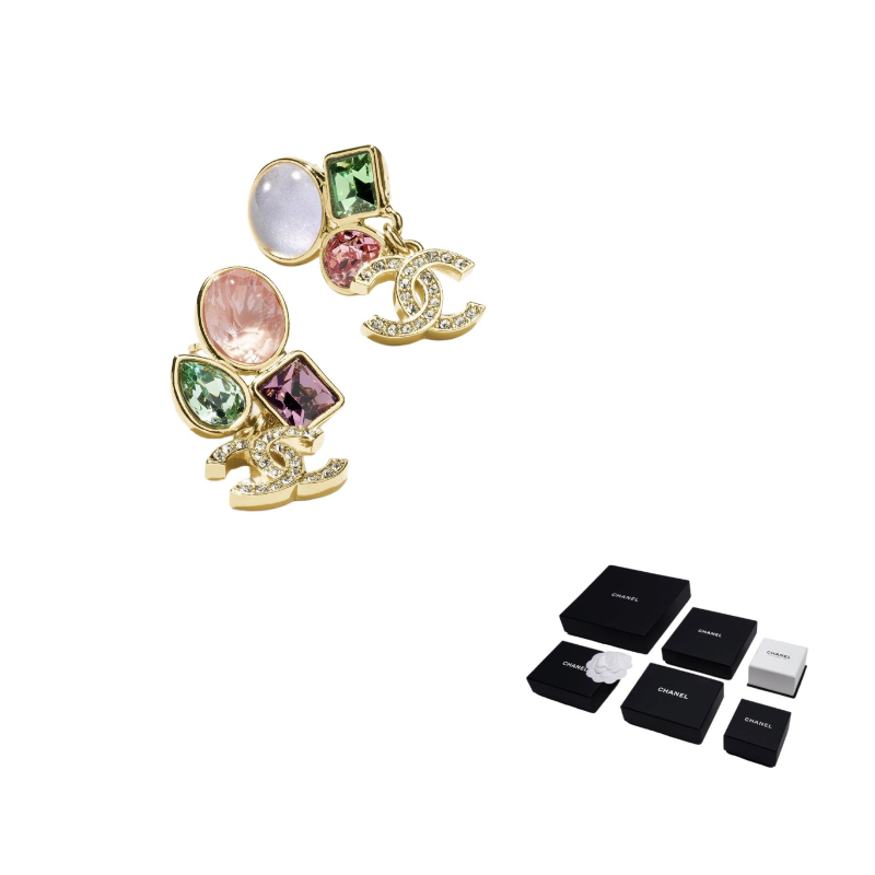 

CHANEL Серьги металлические женские Gold/crystal