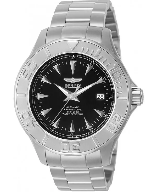 

Мужские фирменные часы 7034 с автоподзаводом, тремя стрелками и черным циферблатом Invicta, silver