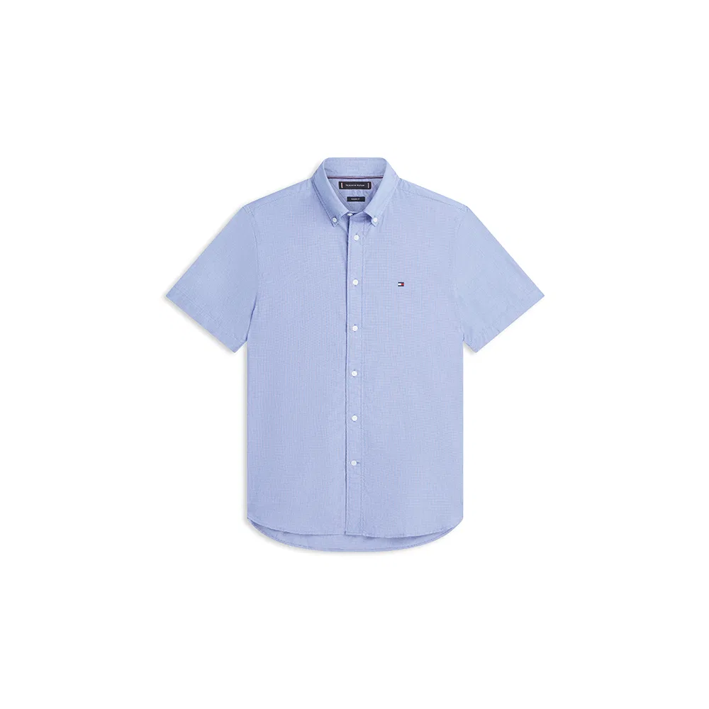 Мужская рубашка Regular Fit из поплина с узором «гусиная лапка» фиолетового цвета от Tommy Hilfiger — фото 2