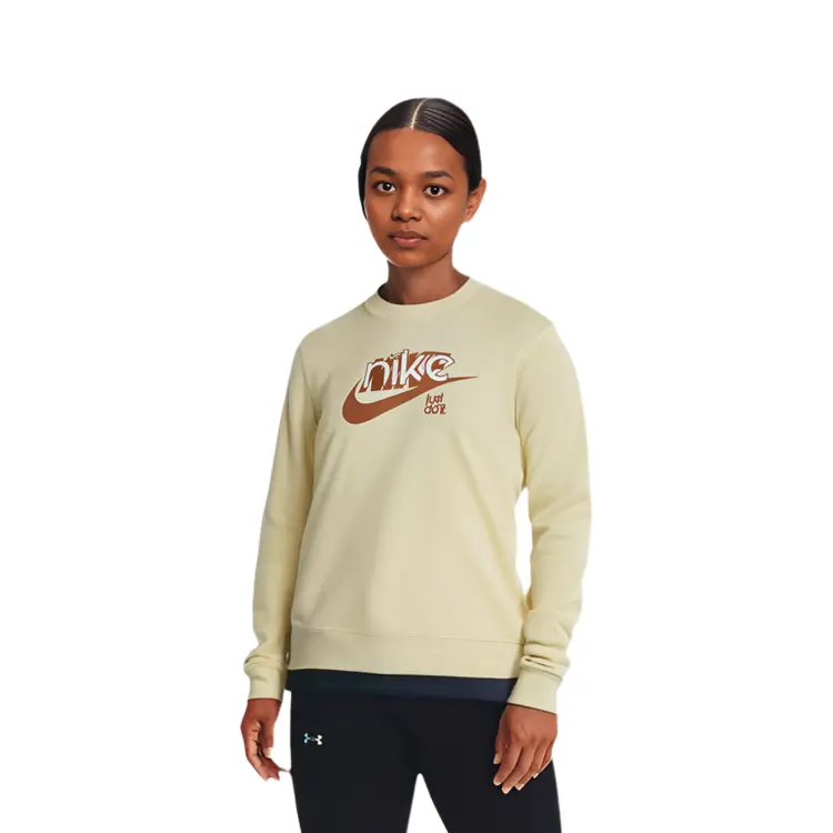 Свитшот Nike Swoosh 'Coconut Milk/Amber Brown/White', Бежево-желтый — фото 4