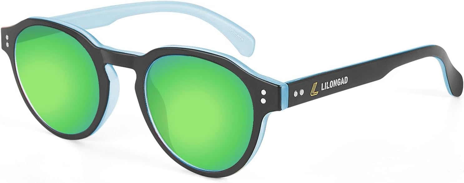

Поляризованные солнцезащитные очки PC для мужчин и женщин – UV400, устойчивые к царапинам, легкая оправа TR90 для вождения и использования на открытом воздухе LILONGAD, Blue/Green Revo
