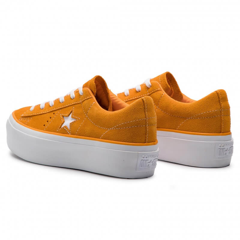 Женские ярко-оранжевые замшевые кеды Converse One Star Platform OX — фото 3
