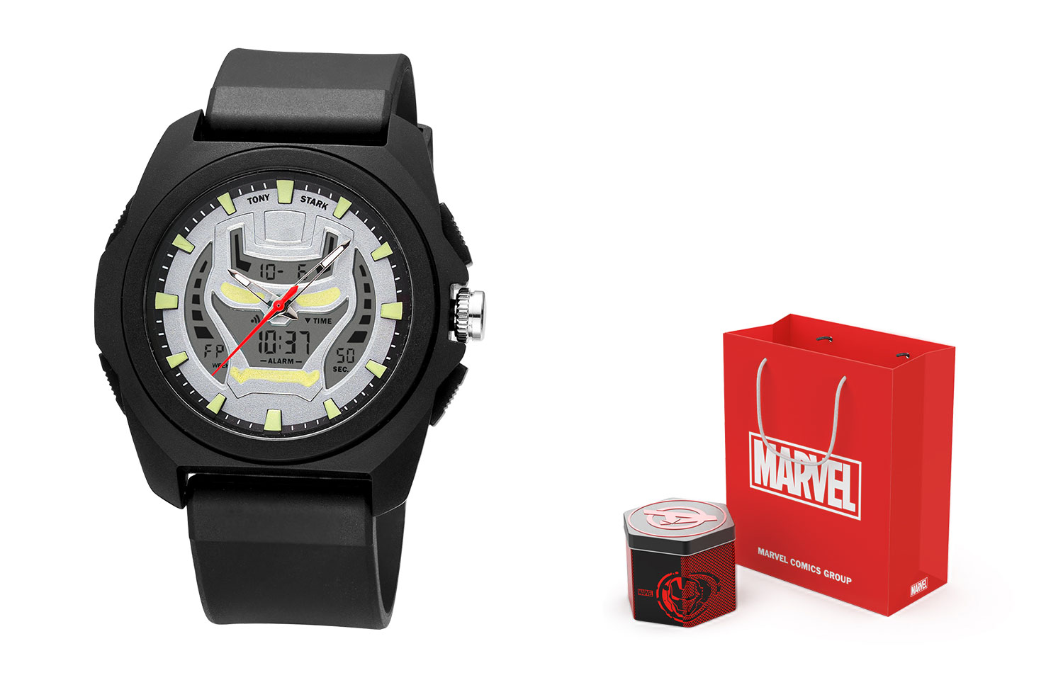 

MARVEL Часы Iron Man Energy Series Electronics + Quartz Movement TPU Strap Watch Unisex White Dial M-5048