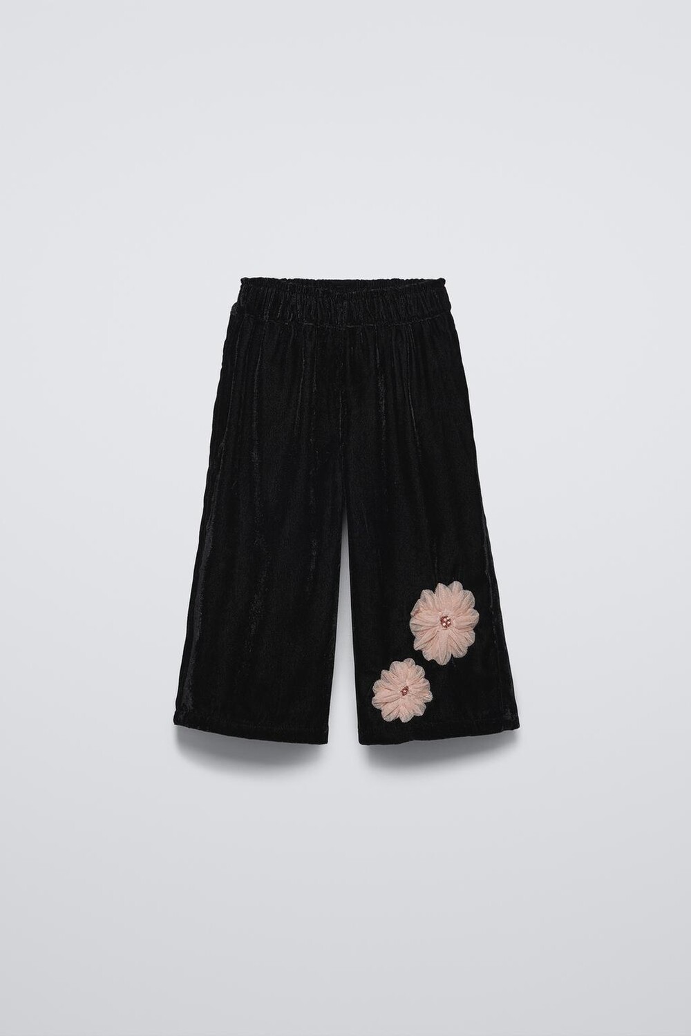 

Брюки из бархата с цветочным рисунком ZARA, черный