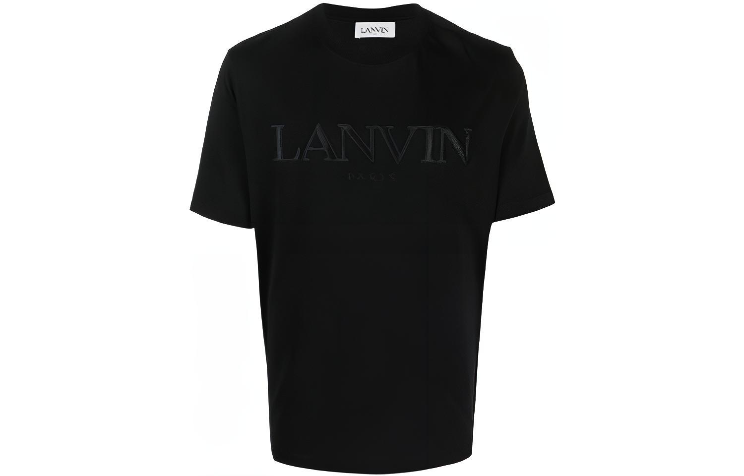 Тоновая вышитая футболка Lanvin, черный — фото 3