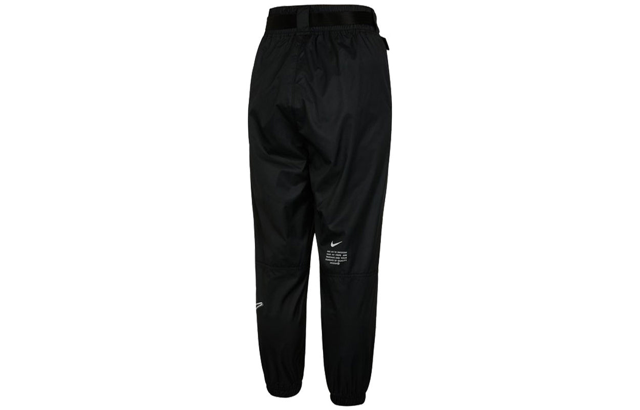 Спортивные брюки (WMNS) Nike Logo Sports Adjustable Belt Bundle Feet Woven Long Pants/Trousers Autumn Black DJ8997-010 — фото 2