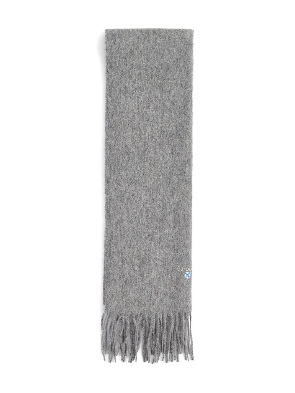 

Шарф с вышитым логотипом и бахромой Barbour, серый