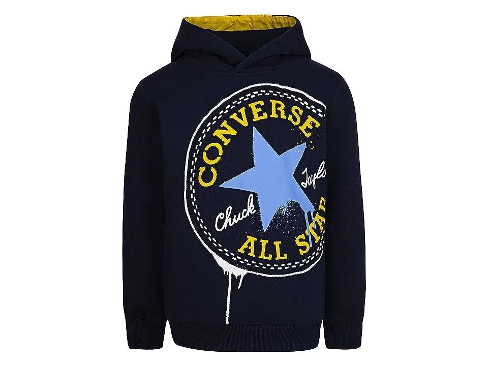 

Детская толстовка Converse Spray Hoodie, черная, хлопковая, с графическим принтом, RED464