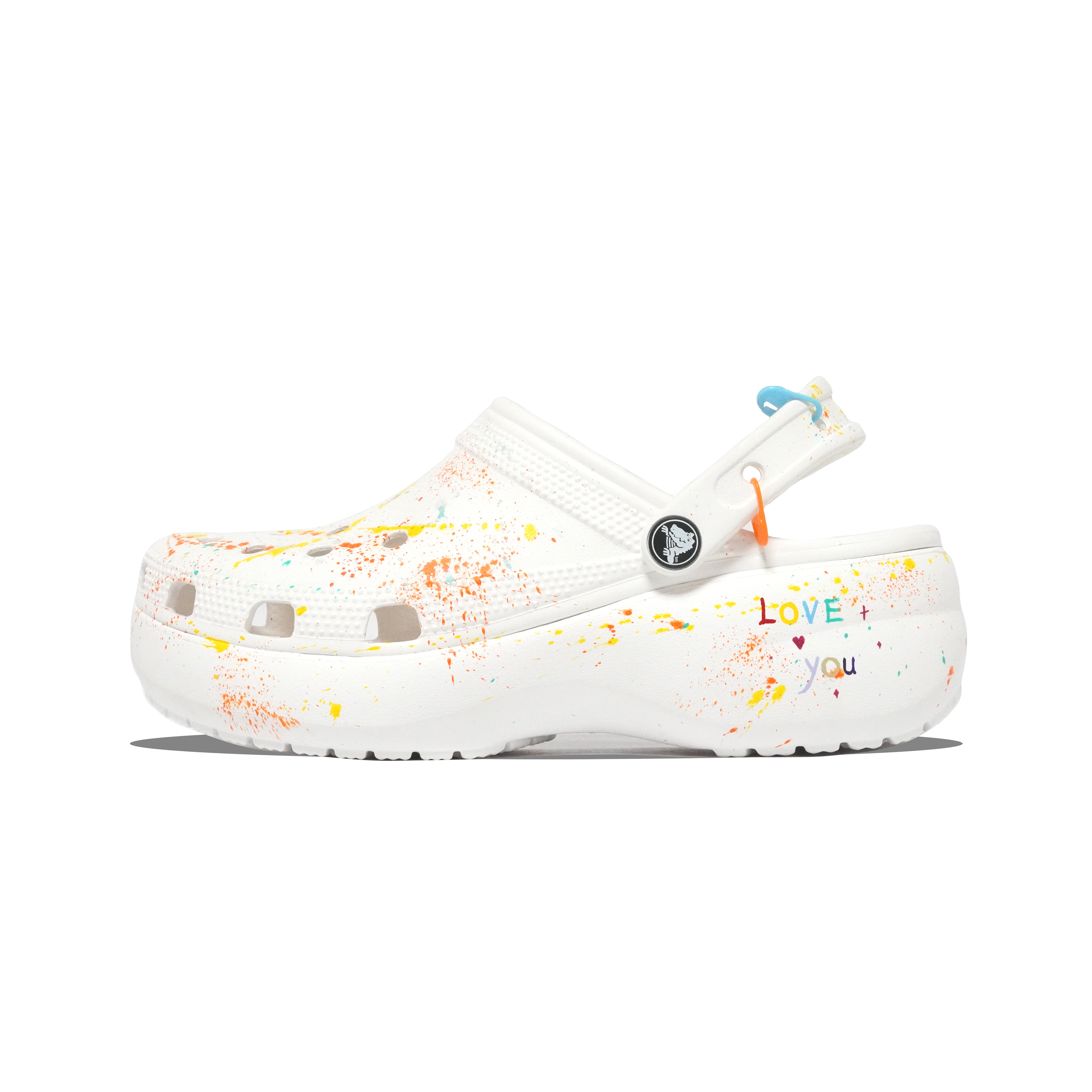 Crocs Классические сабо на платформе с радужными конфетами, чернильными брызгами, индивидуальные, модные, универсальные, унисекс, разноцветные