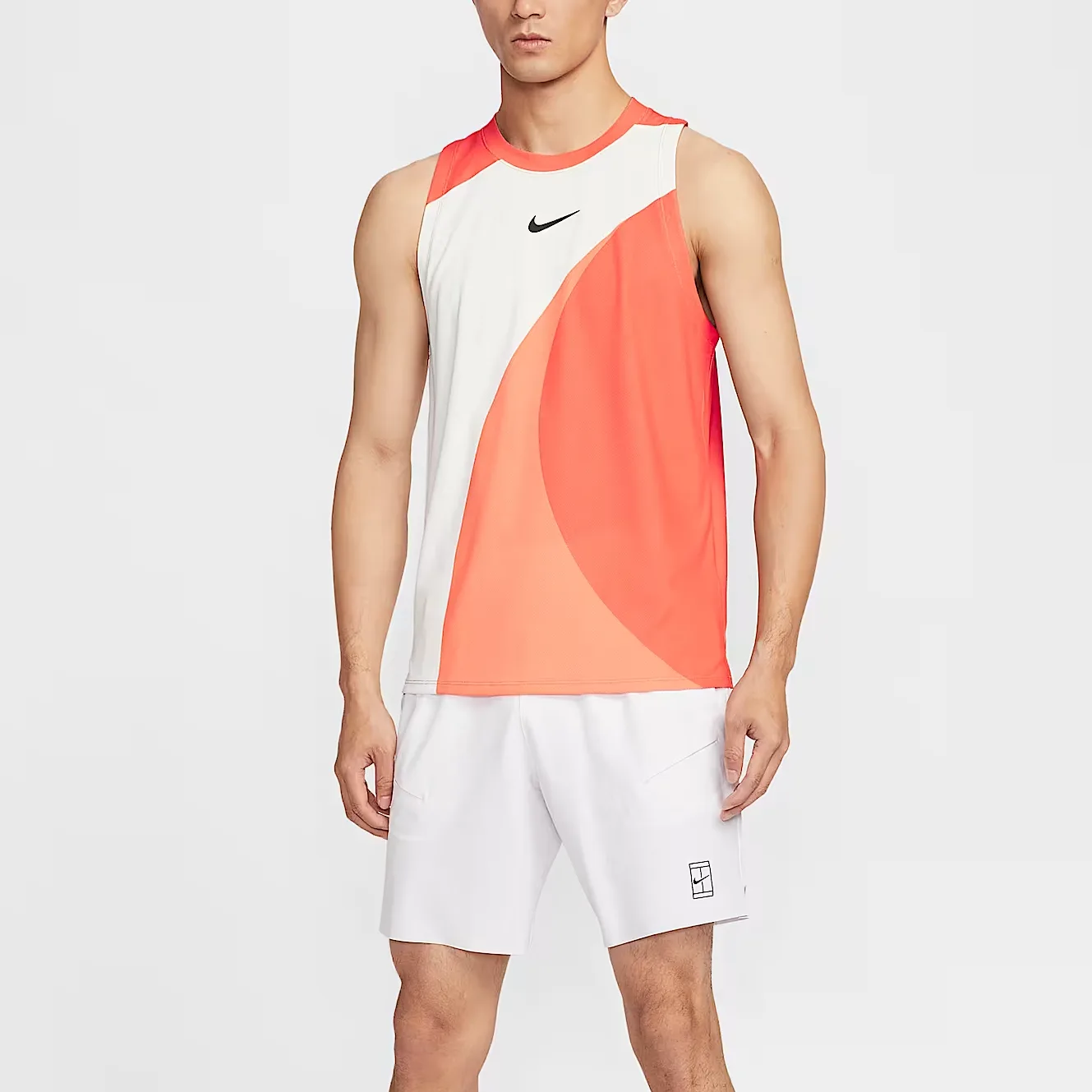 Nike Футболка Court Slam мужская Grass Skin Orange/Canvas White/Black с круглым вырезом, умеренный прямой крой — фото 3