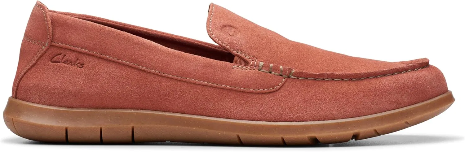 Лоферы мужские Clarks, красный замшевый — фото 2