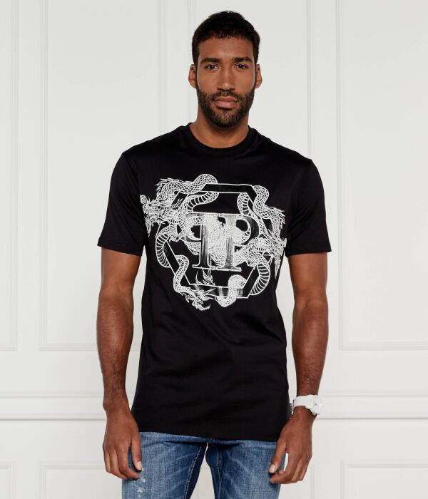 

Футболка дракон шестиугольник Regular fit Philipp Plein, черный