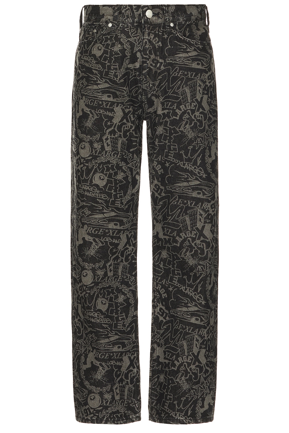

Брюки из денима с разрядной печатью Xlarge, black