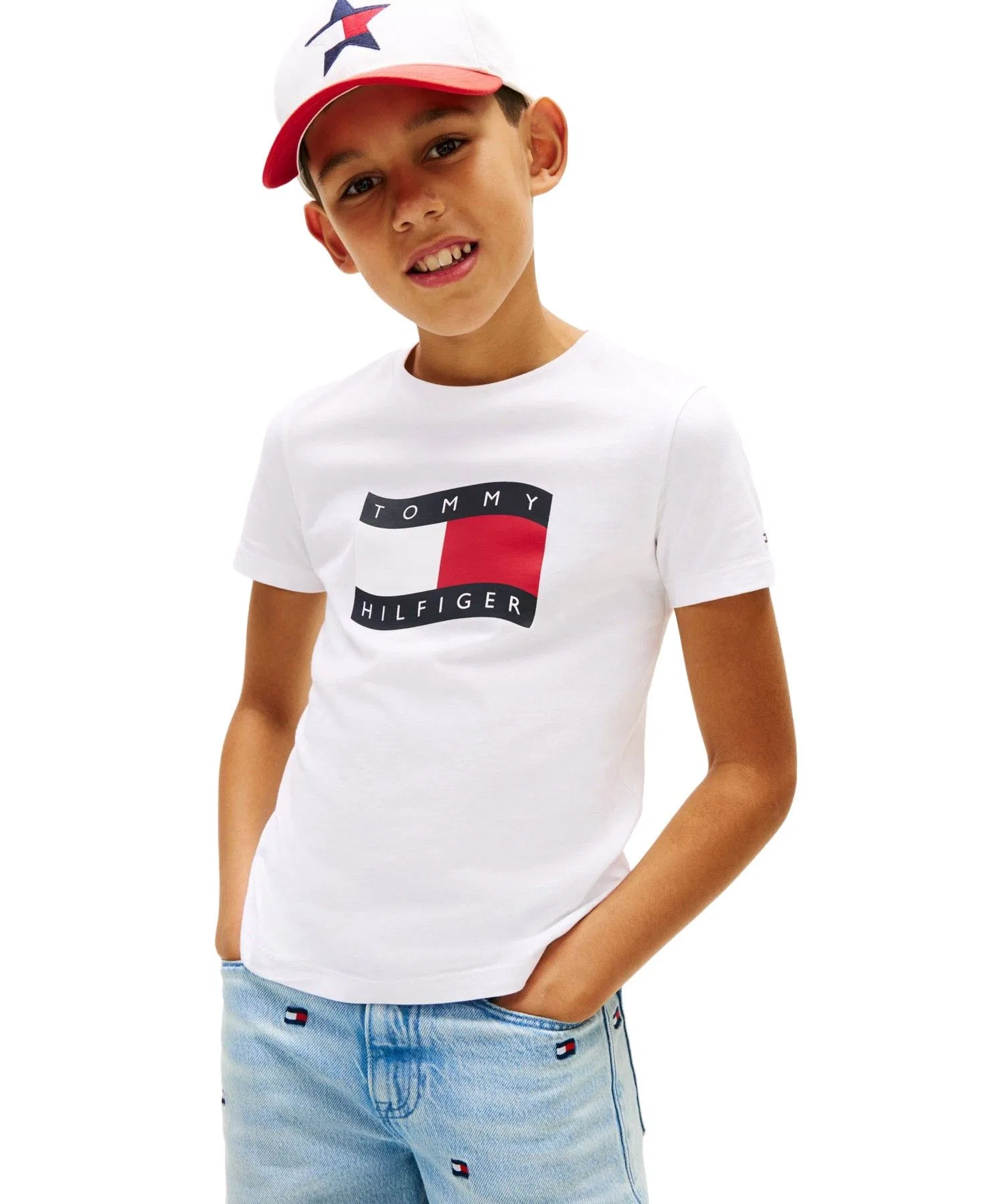 Футболка для мальчиков Tommy Hilfiger с принтом флага белая