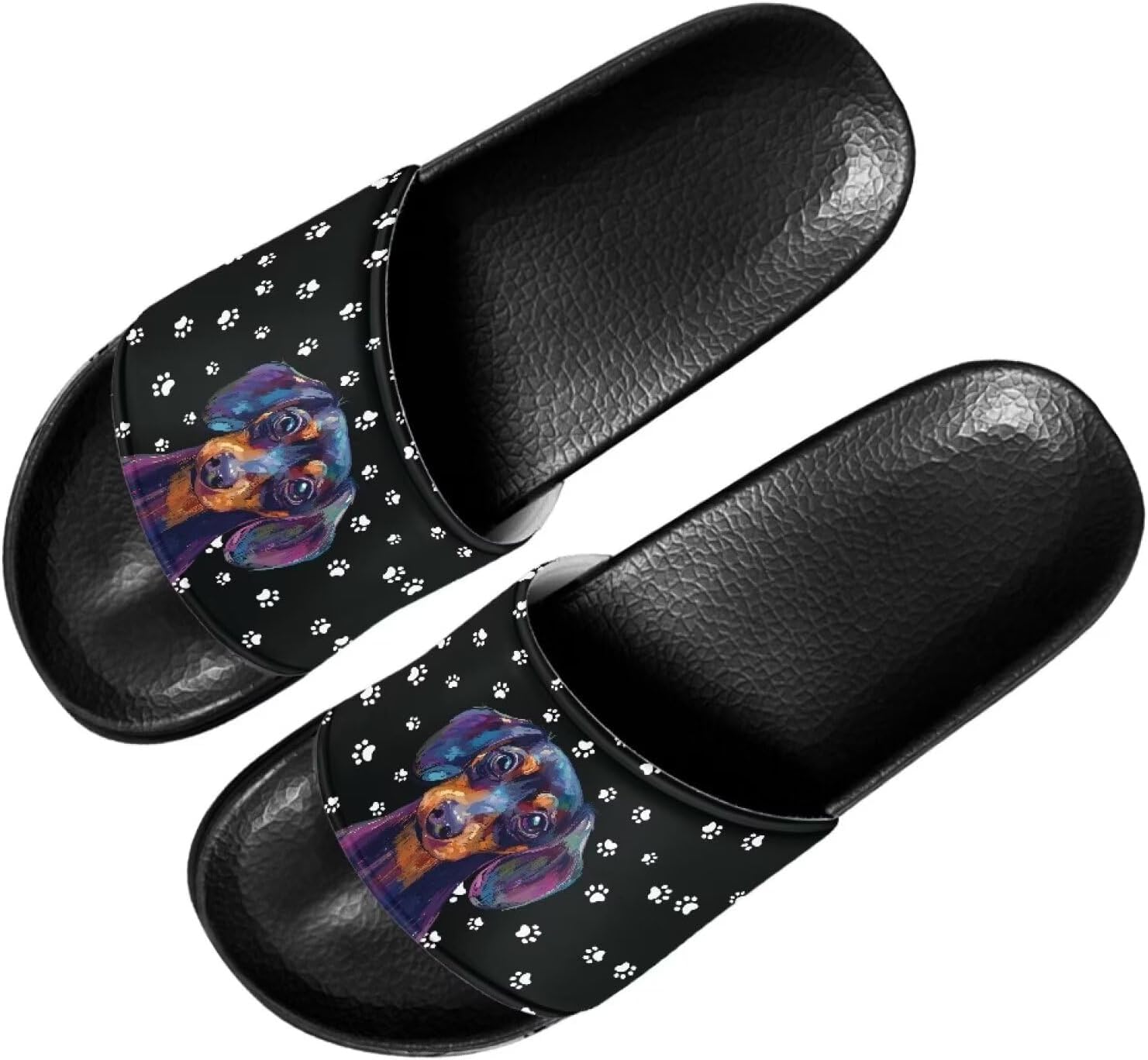 

Сандалии Forchrinse Hummingbird Flower для мужчин и женщин, летние плоские сандалии, пляжные и душевые тапочки, быстро сохнут, Dachshund Paw Print