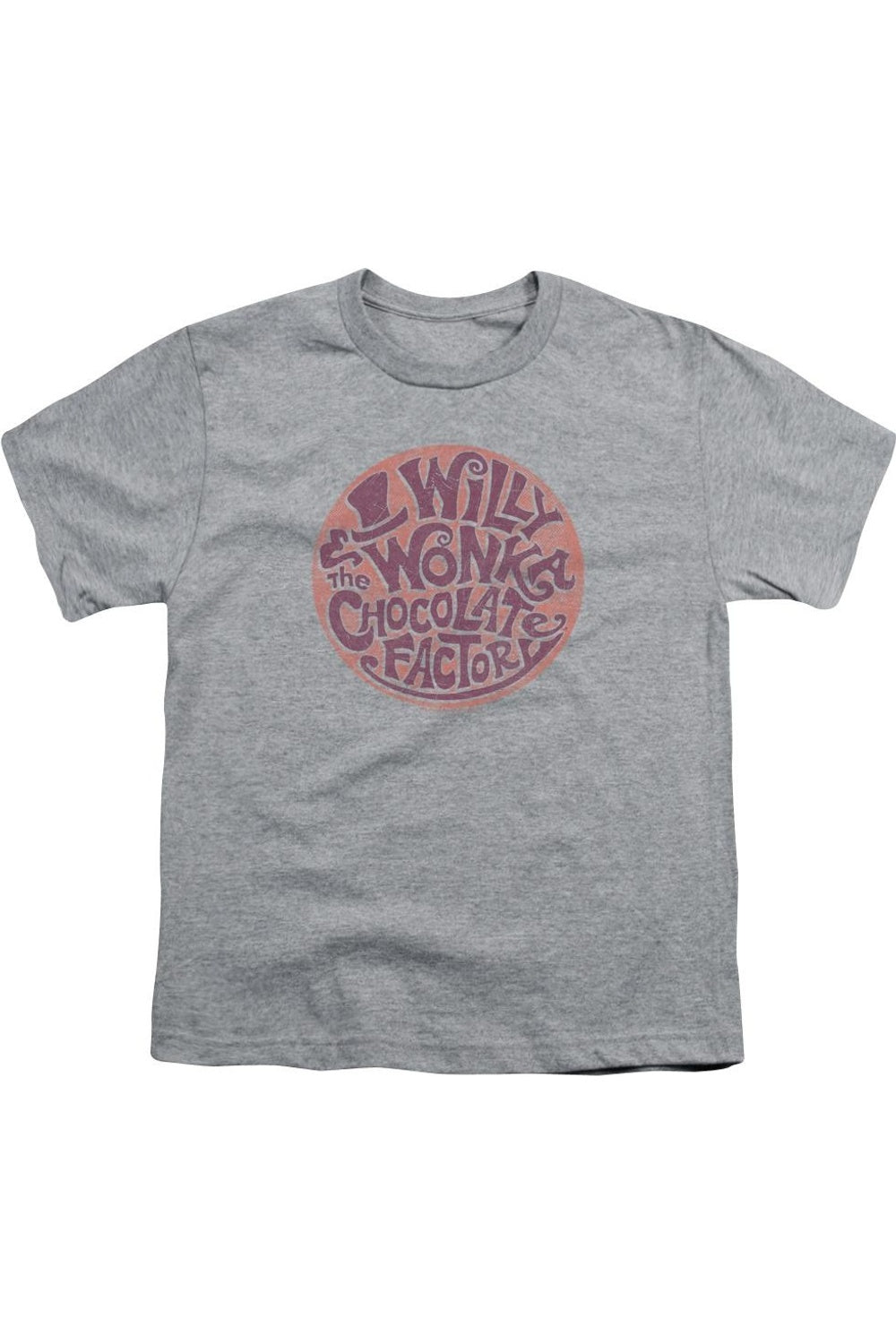 

Футболка с коротким рукавом для детей с круговым логотипом "Willy Wonka And The Chocolate Factory" Gildan, Athletic Heather