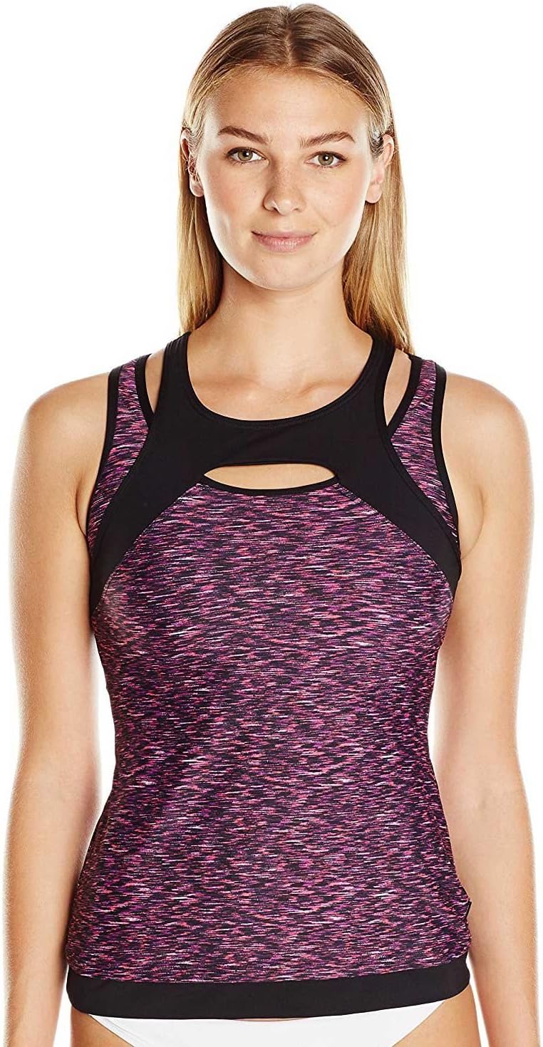 

Женский спортивный топ-танкини Calvin Klein Overlay, Mulberry/Space Dye
